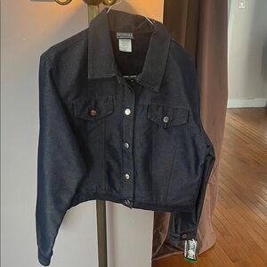 Rare Vintage Rough Rider Dark Indigo Denim Crop Jacket with Iridescent Sheen.